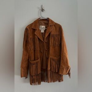 Vintage Berman's Leather Fringe Western Rodeo Jacket | Size 14
